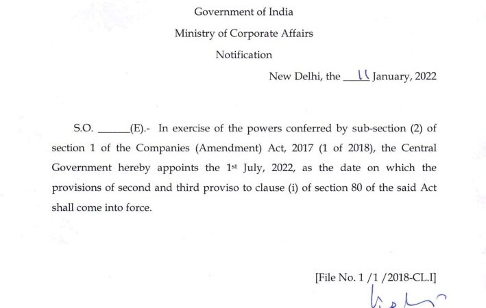 Commencement notification dated 11th January 2022