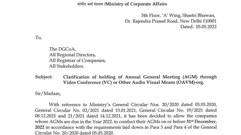 Clarification of holding of AGM through Video Conference