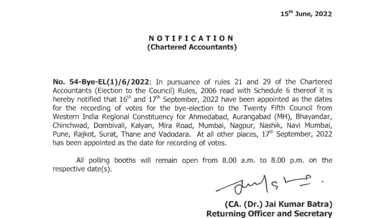 Notification No. 6 on the Dates and timings of polling