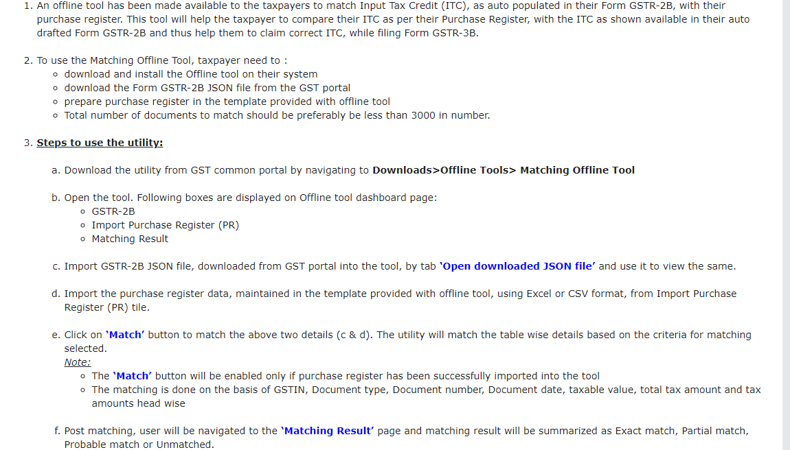 Using Matching Offline Tool To Compare ITC Auto Drafted In Form GSTR-2B ...