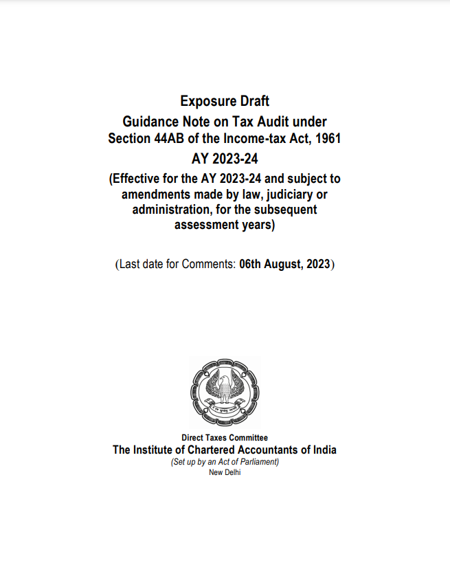 Guidance Note On Tax Audit For The AY 2023-24 – CA Cult